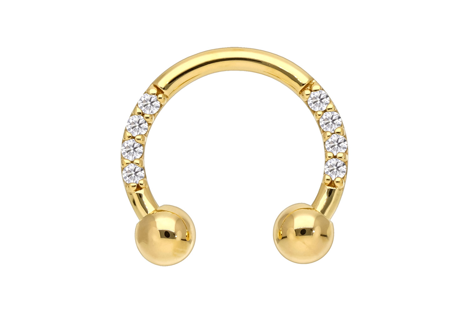 18 Karat Gold Hufeisenring Piercing EINGEFASSTE MOISSANITE